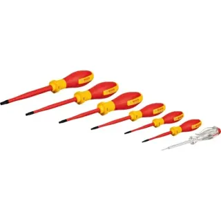Bosch Professional VDE Schraubendreher-Set TX Professional, 7-teilig (rot/gelb, 6 VDE-Schraubendreher, Phasenprüfer SL3)
