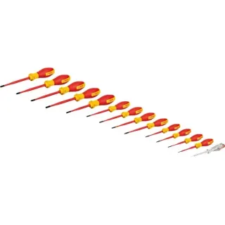 Bosch Professional VDE Schraubendreher-Set PH/SL Professional, 14-teilig (rot/gelb, 13 VDE-Schraubendreher, Phasenprüfer SL3, L-BOXX)