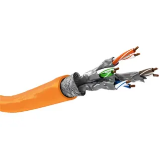 goobay Netzwerkkabel Cat.7a S/FTP (PiMF) Dca (orange, 50 Meter, doppelt geschirmt)