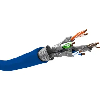 goobay Netzwerkkabel Cat.7a S/FTP (PiMF) Dca (blau, 50 Meter, doppelt geschirmt)
