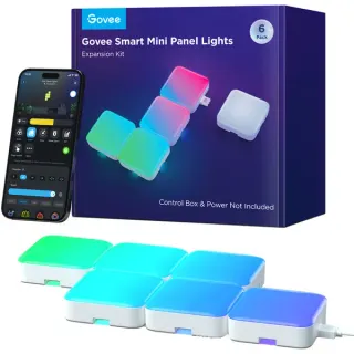 Govee Smart Mini Panel Lights, LED-Leuchte (weiß, Erweiterung, 6 Stück)