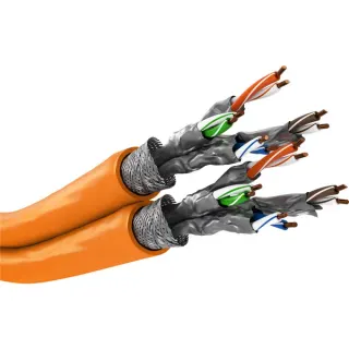 goobay Duplex-Netzwerkkabel Cat.7a S/FTP (PiMF) Dca (orange, 50 Meter, doppelt geschirmt)