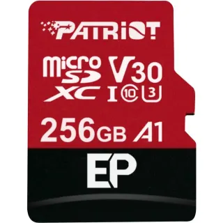 Patriot EP Series 256 GB microSDXC, Speicherkarte (rot/schwarz, UHS-I U3, Class 10, V30, A1)