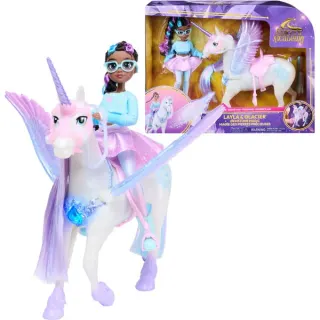 Spin Master Unicorn Academy - Edelsteinmagie Layla und Interaktives Einhorn Glacier , Spielfigur (mit Licht und Sound)