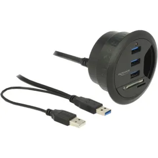 DeLOCK Tisch-Hub 3 Port USB 3.0, Kartenleser (+ 2 Slot SD Card Reader)