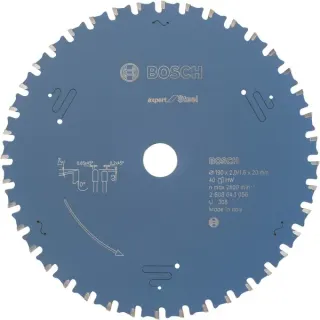 Bosch Professional EXPERT Steel Kreissägeblatt, Ø 190mm, 40Z (Bohrung 20mm, für Handkreissägen)