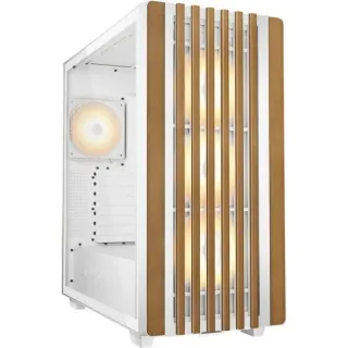 Sharkoon Rebel C70G RGB , Tower-Gehäuse (weiß/holz, Tempered Glass)