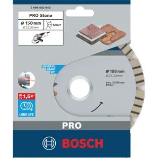 Bosch Professional PRO Stone Diamanttrennscheibe, Ø 150mm (Bohrung 22,23mm)