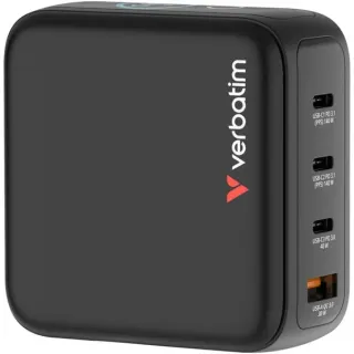 Verbatim Mini-GaN-Ladegerät mit Display (schwarz, 140 Watt Gesamtleistung)