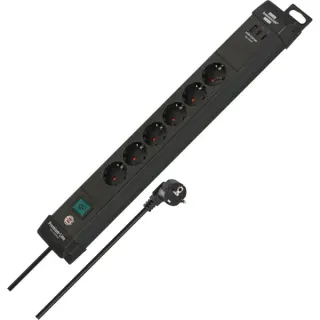 Brennenstuhl Premium-Line Steckdosenleiste 6-fach mit 2xUSB-C PD, 1xUSB-A (schwarz, 3 Meter Kabel, mit Sicherheitsschalter)