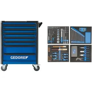 GEDORE Werkzeugwagen workster highline (blau/schwarz, inkl. 147 Werkzeuge)