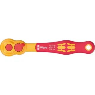 Wera 8007 A VDE Zyklop Knarre, 1/4" (rot/gelb, Knarre mit Umschalthebel)