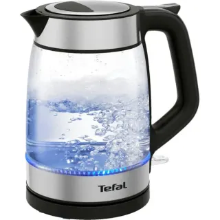 Tefal KI6058 Glas, Wasserkocher (transparent/silber, 2.200 Watt, 1,7 Liter)