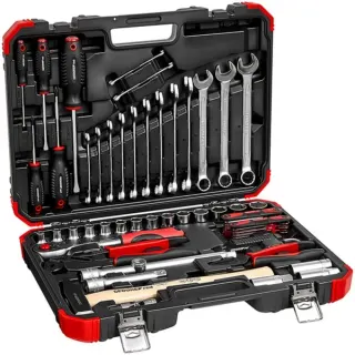 GEDORE red Steckschlüssel-Satz 1/2" Auto-Universal, 61-teilig, Werkzeug-Set (rot/schwarz, mit Umschalt-Knarre, SW 8mm - 24mm)