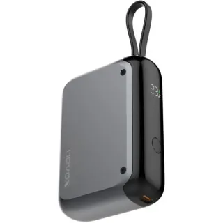 Nevox POWERBANK 10000mAh, integriertes USB-C Kabel (grau, 10.000 mAh, Power Delivery 30 Watt)