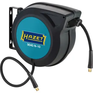 Hazet Schlauchaufroller 9040N-10, 15 Meter, Druckluftschlauch (schwarz/blau, 90cm Anschlussschlauch)