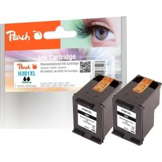 Peach Tinte Doppelpack schwarz PI300-282 (kompatibel zu HP 301XL, CH563EE)