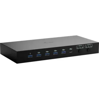 i-tec USB-C KVM Docking Station, Dockingstation (schwarz, für Drei Ausgangsgeräte, Zwei Displays, Power Delivery)