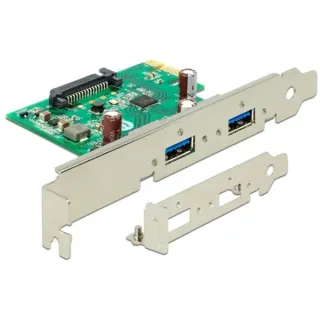 DeLOCK PCIe x1 Karte zu 2x ext. USB 3.2 Gen 1, USB-Controller (SATA-Stromanschluss)