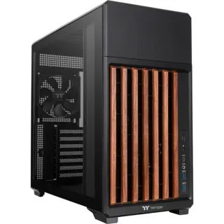 Thermaltake TR300 WS Black, Tower-Gehäuse (schwarz/holz, Tempered Glass)