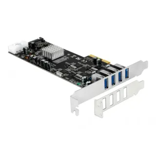 DeLOCK PCIe x4 auf 4x ext. USB 3.2 Gen 1 Quad Channel, USB-Controller (4-pin-Stromanschluss)