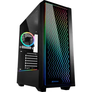 Sharkoon RGB LIT 200 Generalüberholt, Tower-Gehäuse (schwarz, Front und Seitenteil aus gehärtetem Glas)