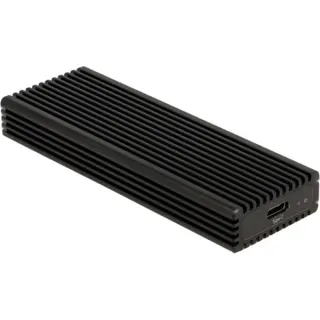 DeLOCK Externes USB Type-C Combo Gehäuse für M.2 NVMe PCIe oder SATA SSD, Laufwerksgehäuse (schwarz)