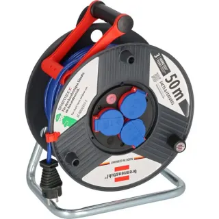Brennenstuhl Garant IP44 Outdoor-Kabeltrommel, 3-fach (schwarz/blau, 50 Meter)