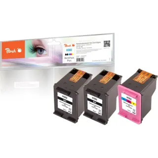 Peach Tinte 2x schwarz + color PI300-658 (kompatibel zu HP 302, F6U66A, F6U65A)