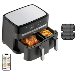 Tefal Doppel-Heißluftfritteuse Dual Easy Fry & Grill (schwarz, 2.700 Watt, 2 Körbe 5,2 Liter + 3,1 Liter )