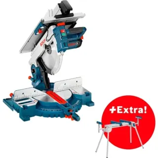 Bosch Professional Kombinationssäge GTM 12 JL + Arbeitstisch GTA 2600, Kapp- und Gehrungssäge (blau/silber, 1.800 Watt)