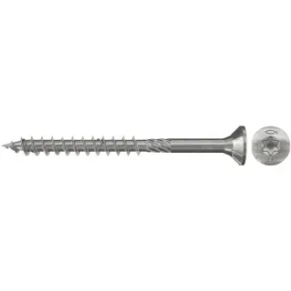 fischer Spanplattenschraube PowerFast 6,0x200 Senkkopf TX (100 Stück, mit Teilgewinde, Edelstahl A2)