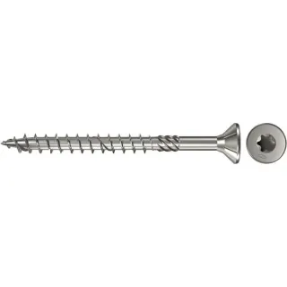 fischer Spanplattenschraube PowerFast 6,0x50 Senkkopf TX (100 Stück, mit Teilgewinde, Edelstahl A4)