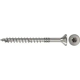 fischer Spanplattenschraube PowerFast 5,0x60 Senkkopf TX (200 Stück, mit Teilgewinde, Edelstahl A4)