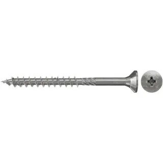 fischer Spanplattenschraube PowerFast 5,0 x 80 Senkkopf PZ (100 Stück, Teilgewinde, nicht rostender Stahl A2)