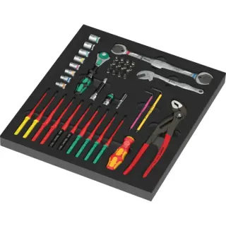 Wera 9753 Schaumstoffeinlage Kraftform Kompakt Wartung Set 1, Werkzeug-Set (schwarz/mehrfarbig, 45-teilig, für Tool Rebel Werkstattwagen)