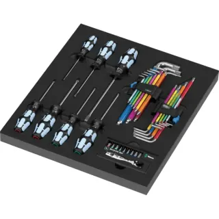 Wera 9760 Schaumstoffeinlage Stainless Set 1, Schraubendreher (schwarz/mehrfarbig, 36-teilig, für Tool Rebel Werkstattwagen)