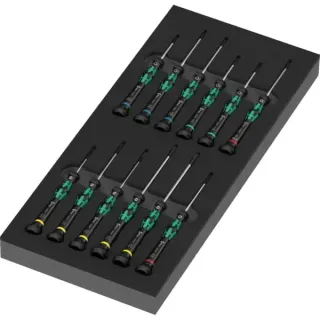Wera 9716 Schaumstoffeinlage Schraubendreher Kraftform Micro Set 2 (schwarz/grün, 13-teilig, für Tool Rebel Werkstattwagen)