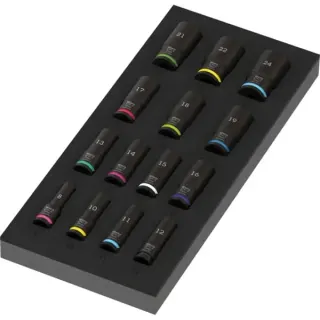 Wera 9728 Schaumstoffeinlage Zyklop B 3/8" Impaktor Deep Steckschlüsseleinsatz Set 1 (schwarz/mehrfarbig, 15-teilig, für Tool Rebel Werkstattwagen)