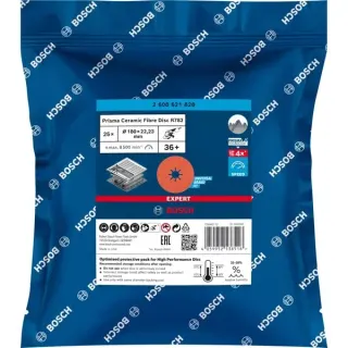 Bosch Professional Expert R782 Prisma Ceramic Fiberschleifscheibe, Ø 180mm, K36 (25 Stück, Bohrung 22,23mm)