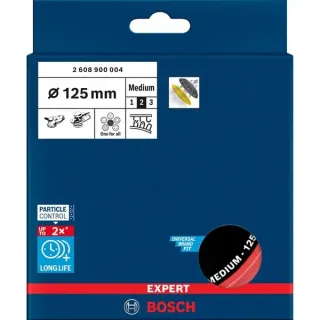 Bosch Professional Expert Multiloch Universalstützteller, mittelhart, Ø125mm, M8+5/16", Schleifteller (schwarz, für Exzenterschleifer)