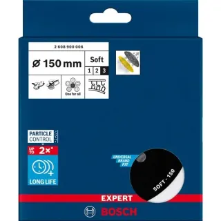 Bosch Professional Expert Multiloch Universalstützteller, weich, Ø150mm, M8+5/16", Schleifteller (schwarz, für Exzenterschleifer)