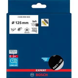 Bosch Professional Expert Multiloch Universalstützteller, weich, Ø125mm, M8+5/16", Schleifteller (schwarz, für Exzenterschleifer)