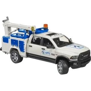 bruder 02509 RAM 2500 Service Truck mit Kran und Rundumleuchte, Modellfahrzeug