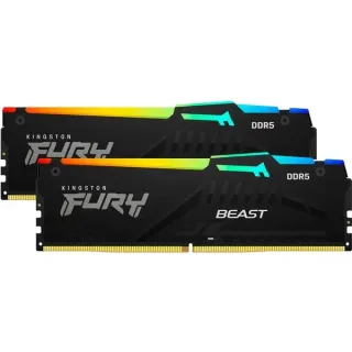 Kingston FURY DIMM 64 GB DDR5-5600 (2x 32 GB) Dual-Kit, Arbeitsspeicher (schwarz, KF556C36BBEAK2-64, FURY Beast RGB, AMD EXPO)