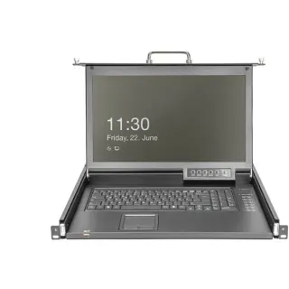 Digitus Modulare HD LCD KVM Konsole mit 17" TFT 1 Port VGA, KVM-Switch (schwarz, schweizerisches Tastaturlayout, 1 Port VGA KVM-Anschluss, Touchpad)