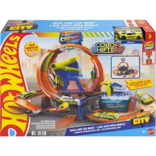 Hot Wheels City Mega Car Wash Spielzeug Autowaschanlage mit Farbwechseleffekt
