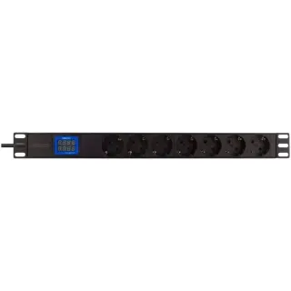 BlueWalker Powerwalker PDU LC-16A 7x CEE 7/3, Stromversorgung (schwarz, 1 Höheneinheit (IEC C20 Input))