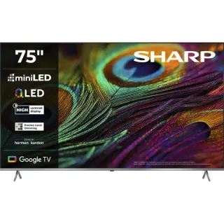 SHARP 75JP7765E, QLED-Fernseher (189 cm (75 Zoll), schwarz/silber, UltraHD/4K, MiniLED Google TV)