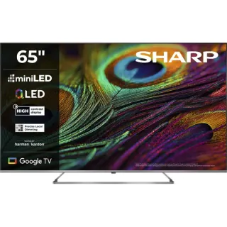 SHARP 65JP7765E, QLED-Fernseher (164 cm (65 Zoll), schwarz/silber, UltraHD/4K, MiniLED Google TV)